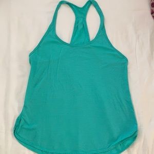 LuluLemon teal/turquoise striped tank ruffle sz 4